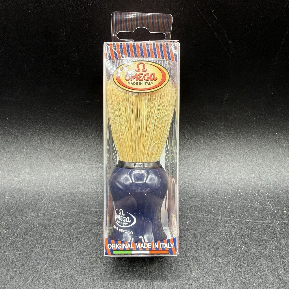 Omega Shaving Brush Mens OS Blue Italy Boar Bristle Grooming